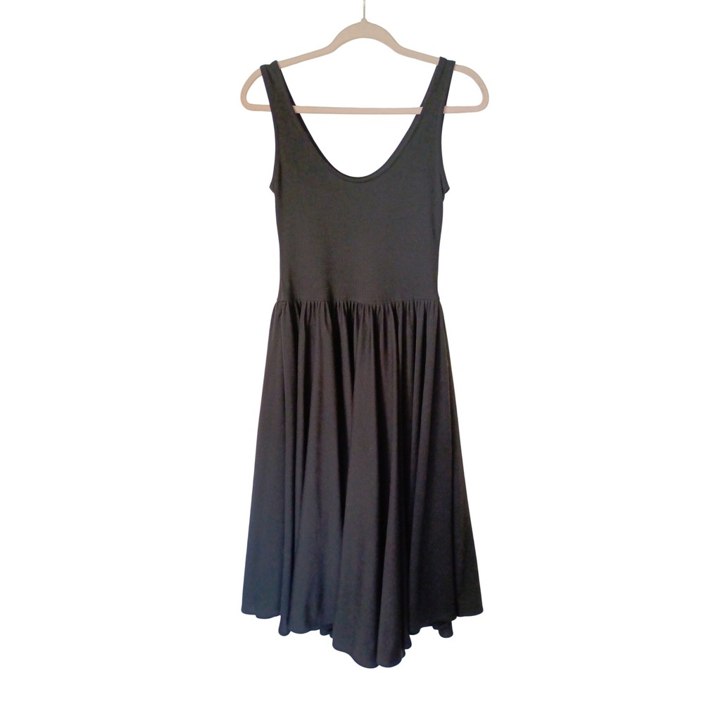 Positive Attitude Womens Black Sleeveless Dropped Waist Pleated Midi Dress M